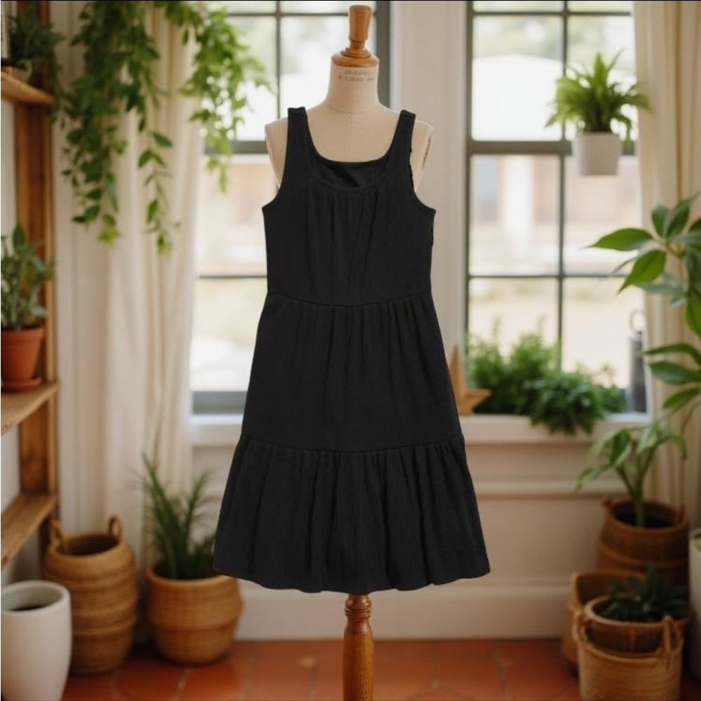 Sleeveless Tiered Ruffled Midi Dress All Season School
